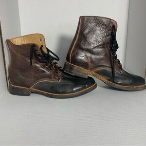 Bed Stu Brown and Black Leather Lace Up Men's Dress Boots Size 10.5 F467302